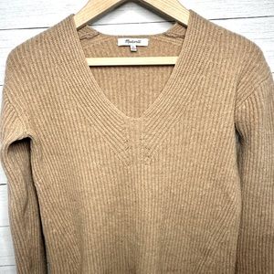 Madewell Camel V Neck Sweater Minimalist Wardrobe